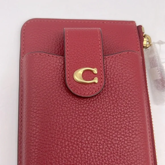Coach CJ866 Essential Phone Wallet Brass/Enamel Red - Picture 2 of 14